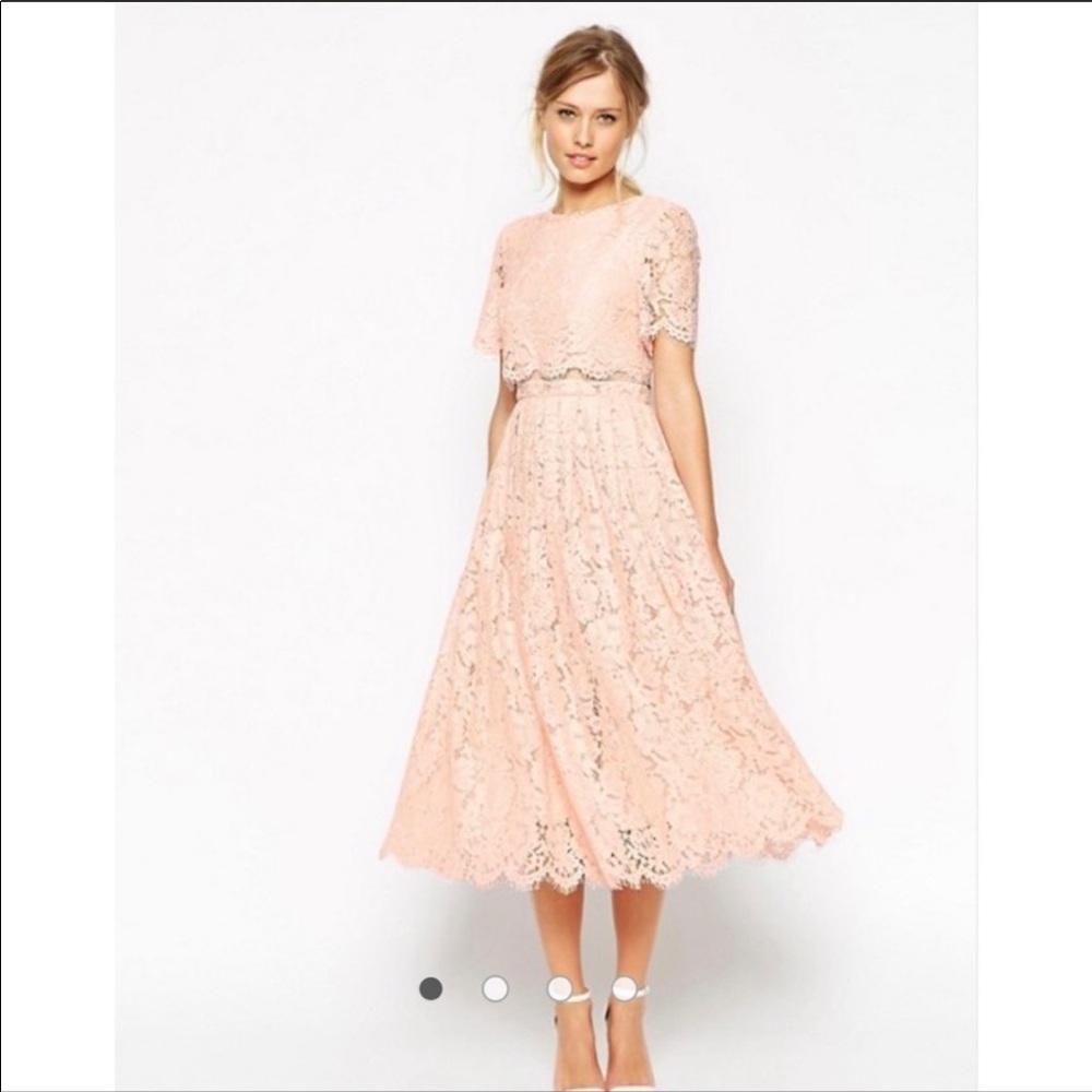 LACE TOP/MIDI SKIRT DRESS